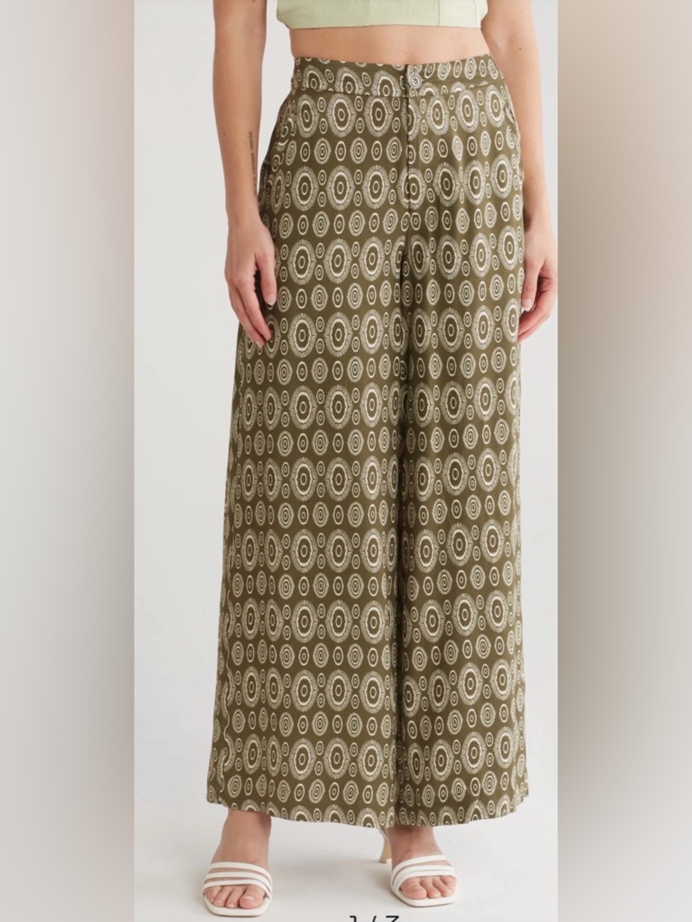 Philosophy Women Zip Front Hi-Rise Rayon Twill Wide Leg Pants SZ 6